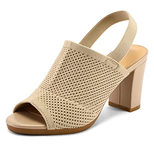 Mysoft Women's Knit Peep Toe Slingback Block Heels: $38.94 Mysoft Women's Knit Peep Toe Slingback Block Heels: $38.94