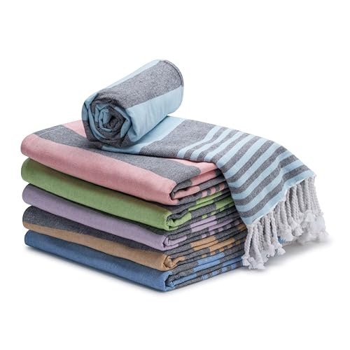 9Threads 36"x72" Cotton Turkish Beach Towel 6-Pack: $29.05