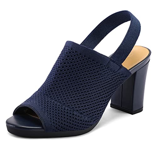 Mysoft Women's Knit Peep Toe Slingback Block Heels: $33.99 Mysoft Women's Knit Peep Toe Slingback Block Heels: $33.99