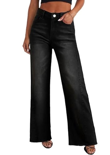 Prettygarden Women's Wide Leg Raw Hem Denim Jeans: $33.58 Prettygarden Women's Wide Leg Raw Hem Denim Jeans: $33.58