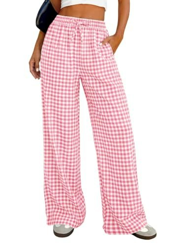 Prettygarden Women's Gingham Cotton Pajama Pants: $19.59