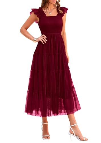 Prettygarden Women's Smocked Tulle Midi Dress: $47.99
