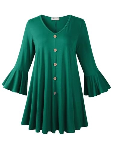 Larace Women's 3/4 Flare Sleeve Plus Size Tunic Shirt: $8.49