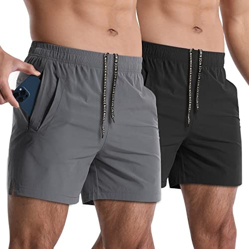 Lempue Men's 5-inch Athletic Gym Shorts 2-Pack: $29.98