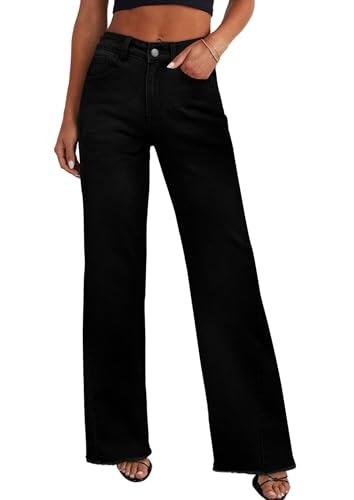 Prettygarden Women's Wide Leg Raw Hem Denim Jeans: $32.98