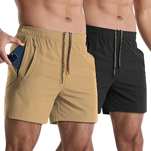 Lempue Men's 5-inch Athletic Gym Shorts 2-Pack: $30.59