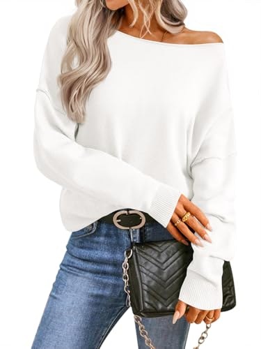 Saodimallsu Women's Off-The-Shoulder Batwing Knit Pullover Sweater: $25.49