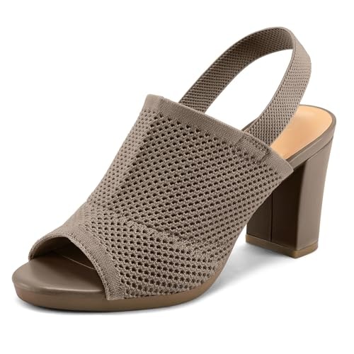 Mysoft Women's Knit Peep Toe Slingback Block Heels: $35.69 Mysoft Women's Knit Peep Toe Slingback Block Heels: $35.69