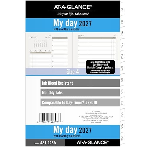 At-A-Glance 2027 5.5" x 8.5" Daily & Monthly Planner Refill: $24.42 At-A-Glance 2027 5.5" x 8.5" Daily & Monthly Planner Refill: $24.42