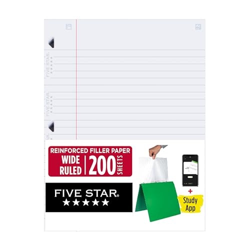 Five Star 8" x 10-1/2" Wide Ruled Reinforced Filler Paper 200-Sheet Pack: $7.50