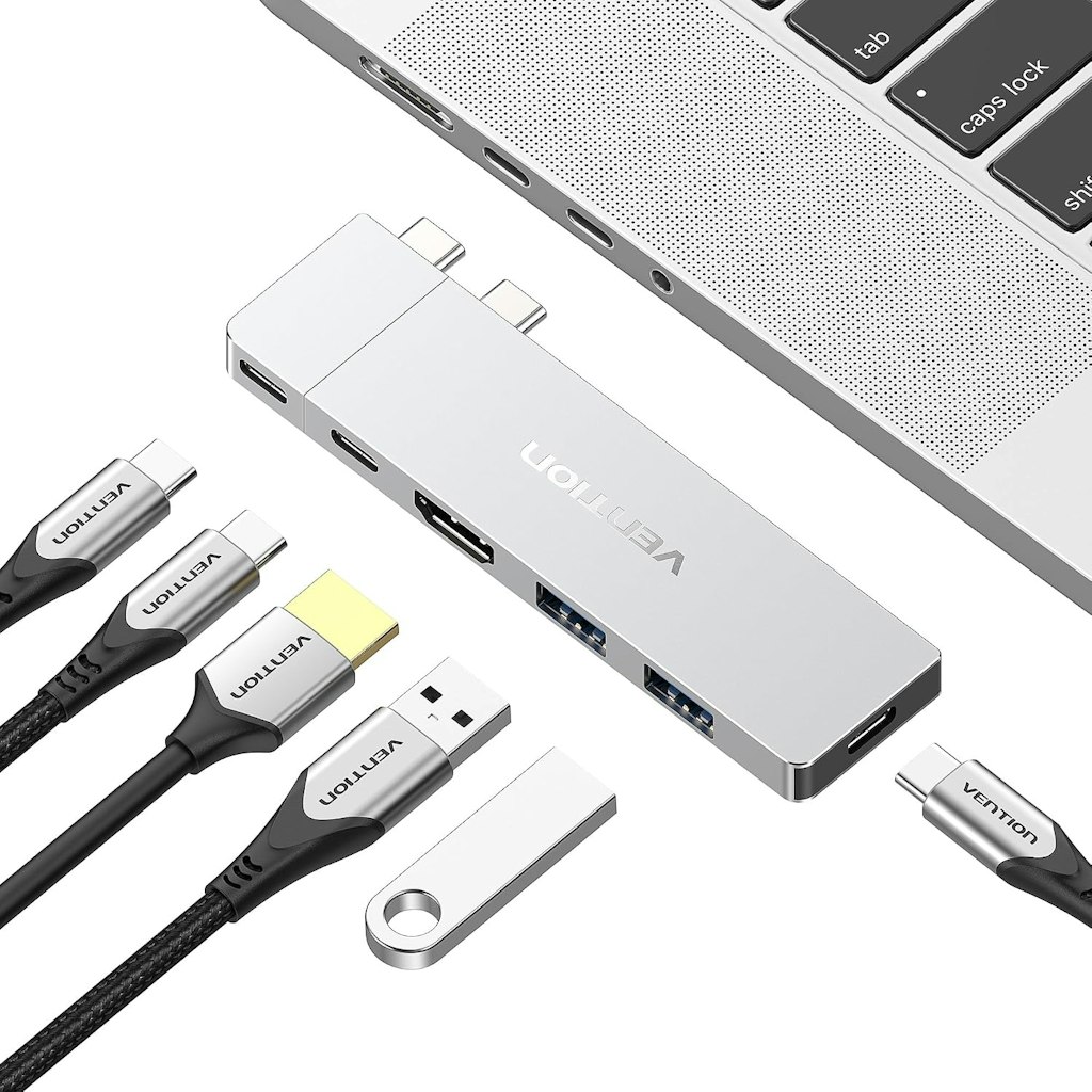 Vention 6-in-2 USB C Hub for MacBook: $14.99