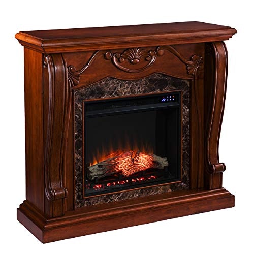 SEI Furniture Cardona Carved Wood and Faux Marble Electric Fireplace: $536.07 SEI Furniture Cardona Carved Wood and Faux Marble Electric Fireplace: $536.07