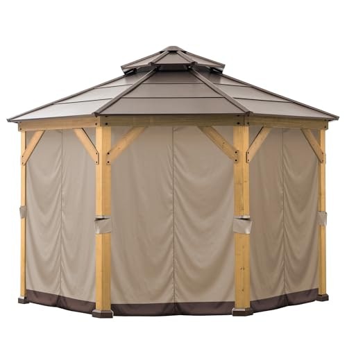 Sunjoy 8-Panel Polyester Gazebo Curtain Set for 13x13-Foot Octagon Hardtop: $112
