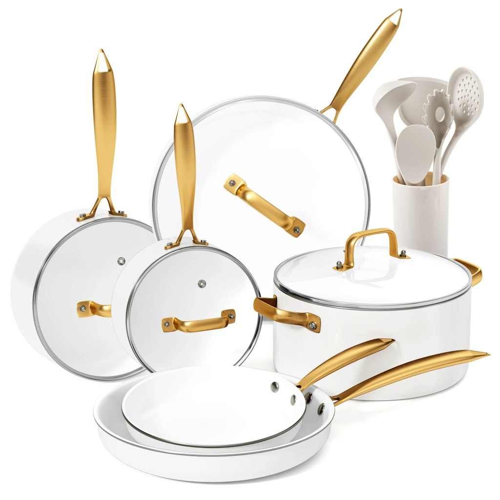 caannasweis 15-Piece Nonstick Oven-Safe Ceramic Cookware Set: $90 caannasweis 15-Piece Nonstick Oven-Safe Ceramic Cookware Set: $90