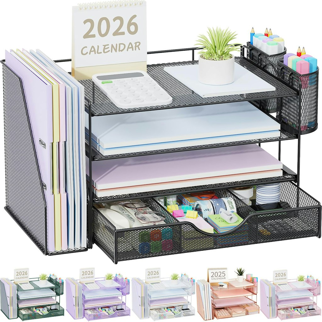 gianotter Metal Mesh Desk Organizer w/ File Holder: $20