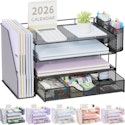 gianotter Metal Mesh Desk Organizer w/ File Holder for $20 + free shipping w/ Prime