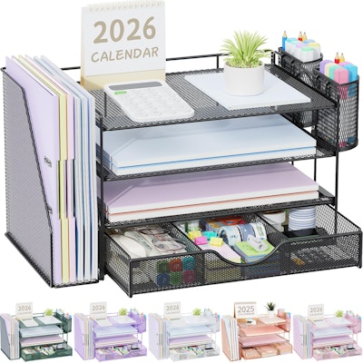 gianotter Metal Mesh Desk Organizer w/ File Holder for $20 + free shipping w/ Prime