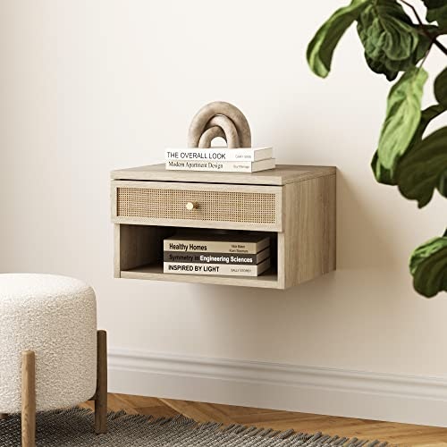 Nathan James Jackson Wall-Mounted Rattan Floating Nightstand: $56.69