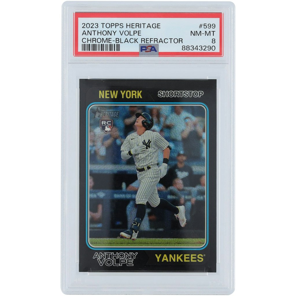 Anthony Volpe 2023 Topps Heritage Chrome Black Refractor #599 PSA 8 Rookie Card: $299.99
