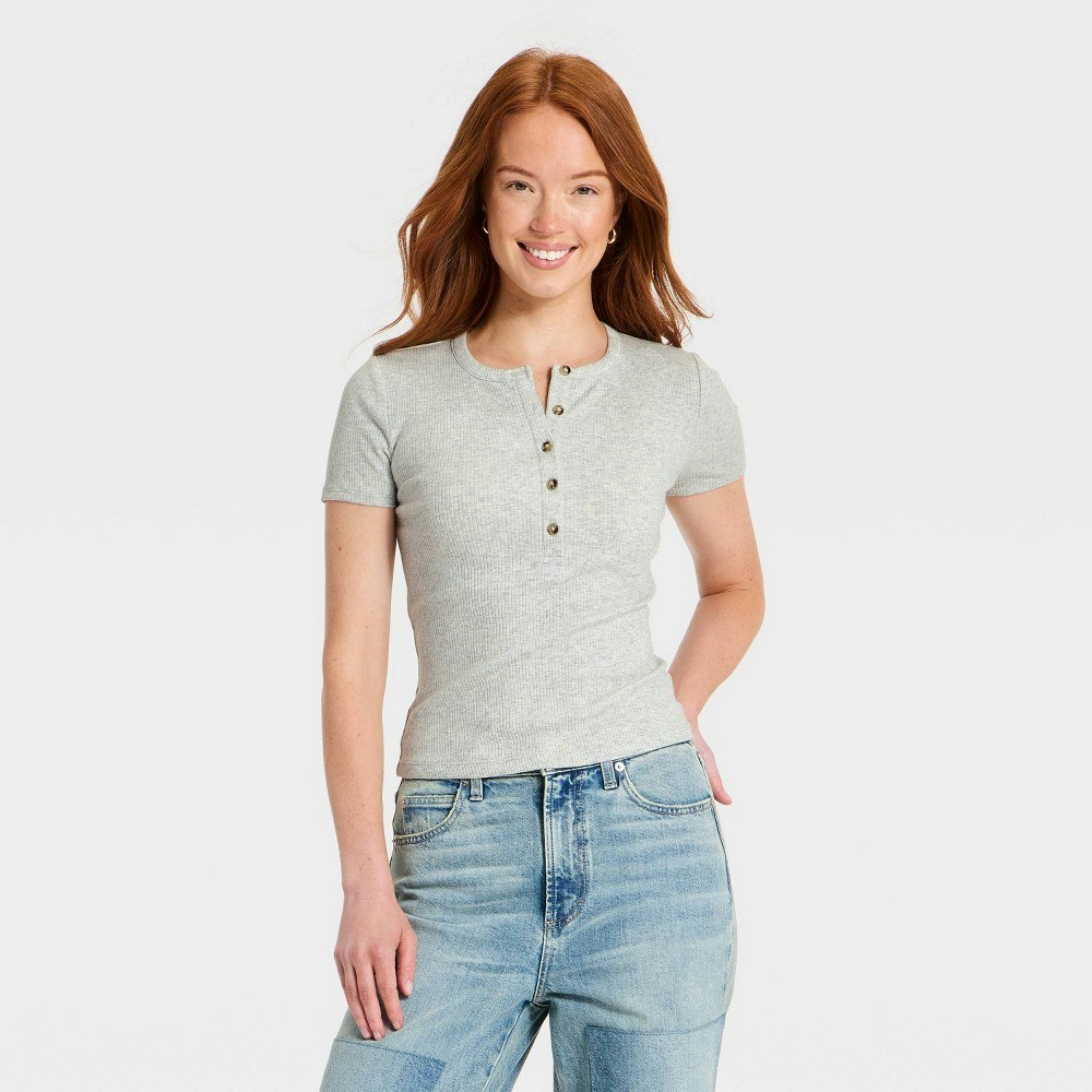 Universal Thread Women's Short Sleeve Split Neck Henley Shirt: $15 Universal Thread Women's Short Sleeve Split Neck Henley Shirt: $15