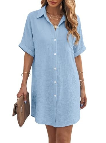 Angerella Women's Short Sleeve Button-Down Swimsuit Coverup: $19.76 Angerella Women's Short Sleeve Button-Down Swimsuit Coverup: $19.76