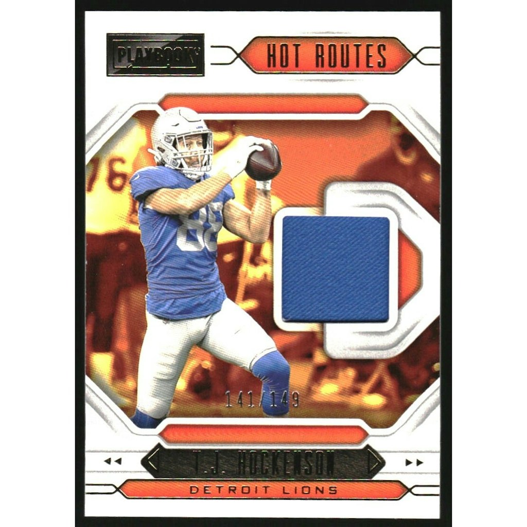 2021 Panini Playbook T.J. Hockenson Hot Routes Jersey Gold Card: $8 2021 Panini Playbook T.J. Hockenson Hot Routes Jersey Gold Card: $8