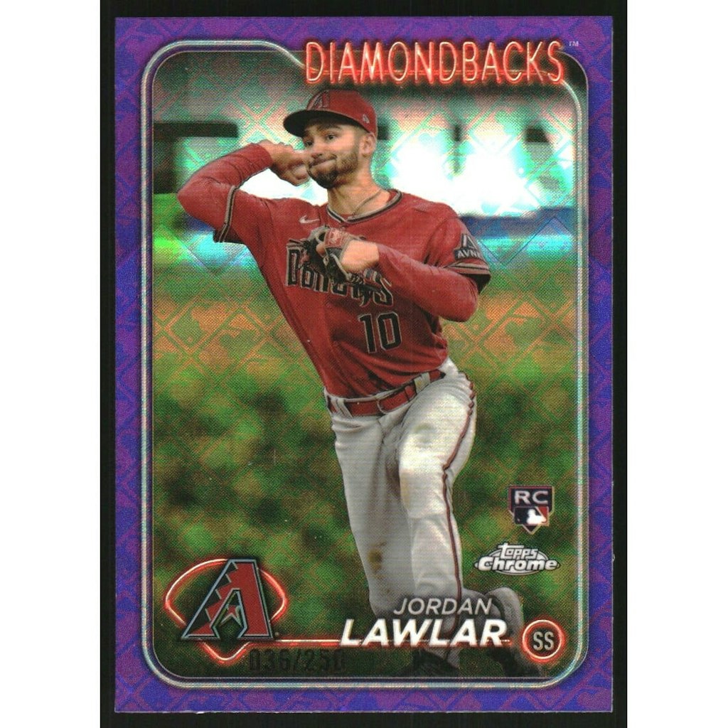 2024 Topps Chrome Logofractor Jordan Lawlar Purple Refractor Card #229: $8 2024 Topps Chrome Logofractor Jordan Lawlar Purple Refractor Card #229: $8