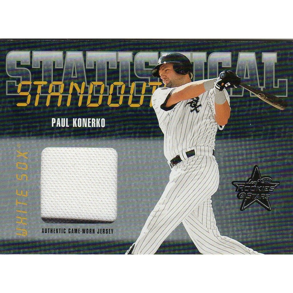 2002 Leaf Rookies and Stars Statistical Standouts Paul Konerko Jersey Card: $8 2002 Leaf Rookies and Stars Statistical Standouts Paul Konerko Jersey Card: $8