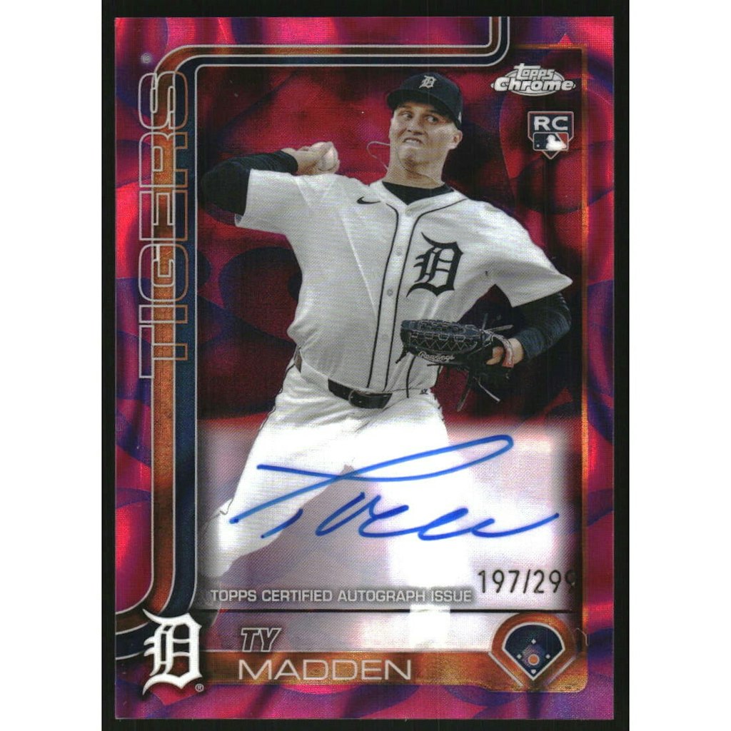 2025 Topps Chrome Update Ty Madden Rookie Autograph Magenta Purple Lava Lamp Refractor Card: $9 2025 Topps Chrome Update Ty Madden Rookie Autograph Magenta Purple Lava Lamp Refractor Card: $9