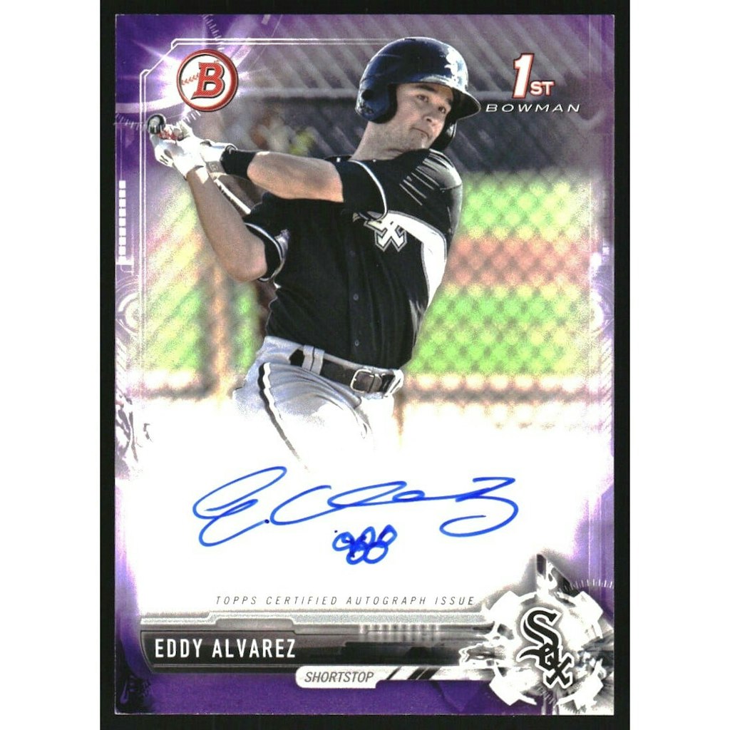 2017 Bowman Prospect Eddy Alvarez Purple Autograph Card: $9