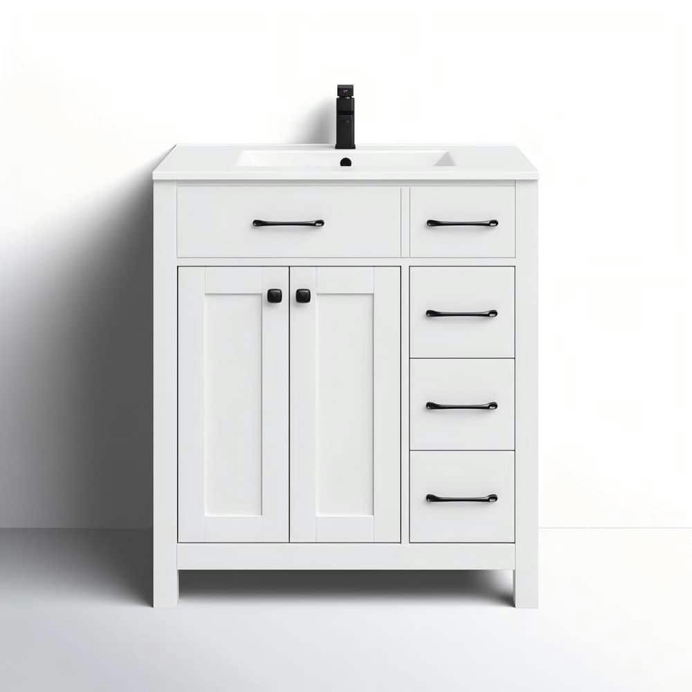 30-Inch Single Sink Freestanding Bath Vanity with Resin Top and Faucet Set: $360 30-Inch Single Sink Freestanding Bath Vanity with Resin Top and Faucet Set: $360