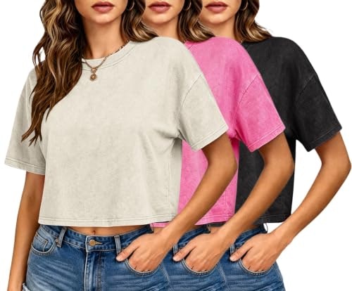 Women's Acid Wash Cropped T-Shirt 3-Pack: $31.44 Women's Acid Wash Cropped T-Shirt 3-Pack: $31.44