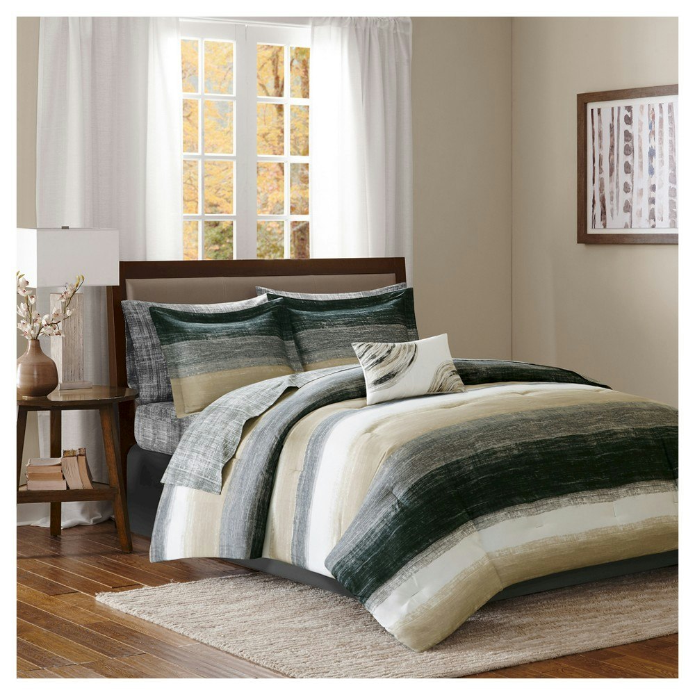 Madison Park Seth 9-Piece Striped Queen Comforter Set: $77.99