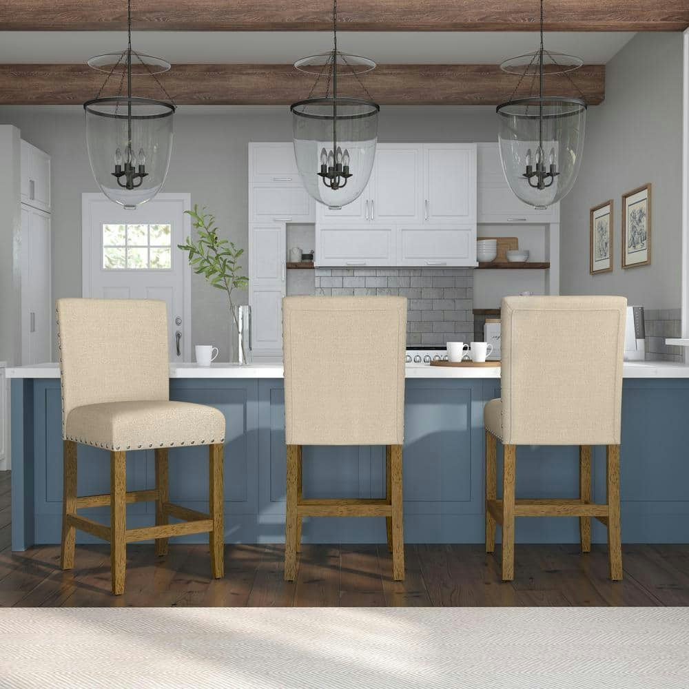 25-Inch Flax High Back Wood Bar Stool: $157.05