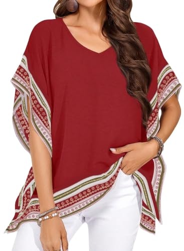 Falechay Women's Floral V-Neck Batwing Sleeve Shirt: $23.97 Falechay Women's Floral V-Neck Batwing Sleeve Shirt: $23.97