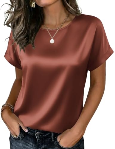 Zeagoo Women's Satin Short Sleeve Blouse: $14.98 Zeagoo Women's Satin Short Sleeve Blouse: $14.98