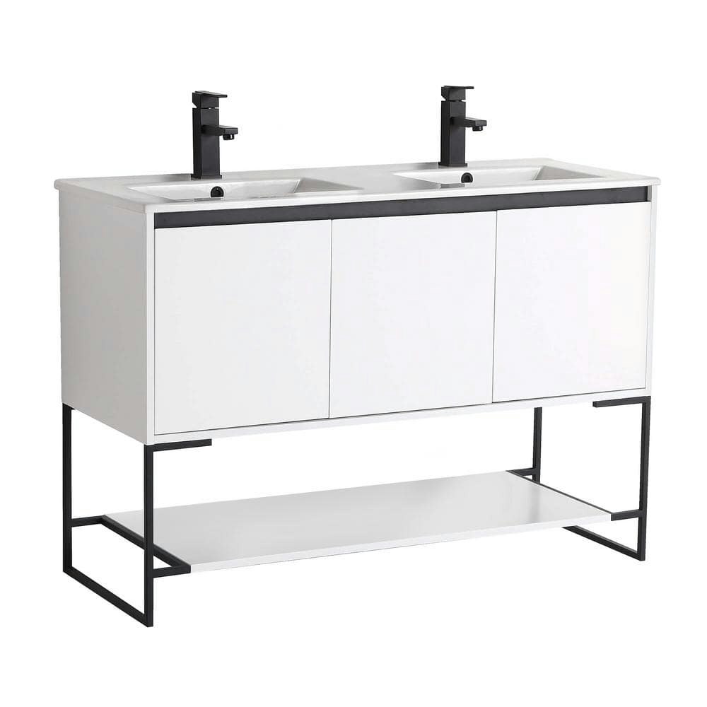 Urbania 48" x 18.5" x 33.5" Bath Vanity with Ceramic Top and Basin: $1,362.12 Urbania 48" x 18.5" x 33.5" Bath Vanity with Ceramic Top and Basin: $1,362.12