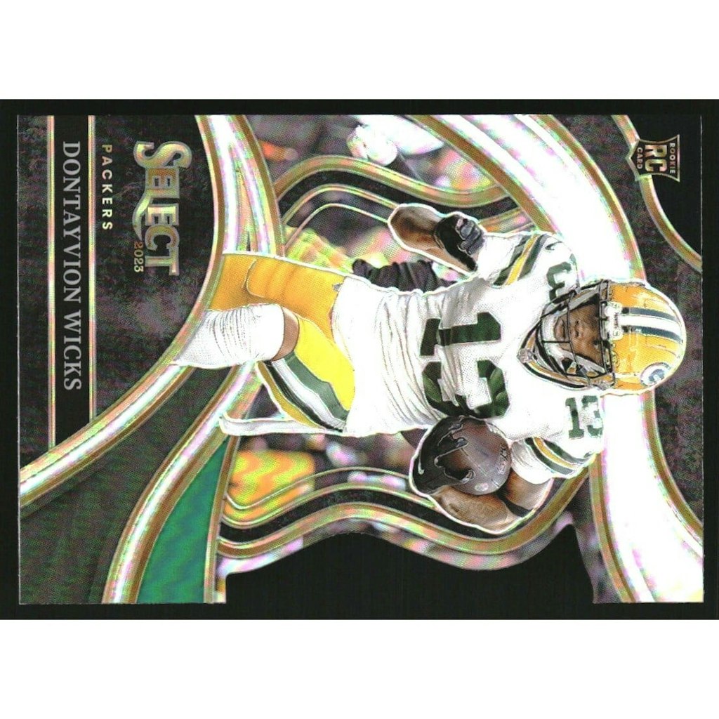 Dontayvion Wicks 2023 Select Prizm Black and Green Die Cut #271 Card: $5.40 Dontayvion Wicks 2023 Select Prizm Black and Green Die Cut #271 Card: $5.40