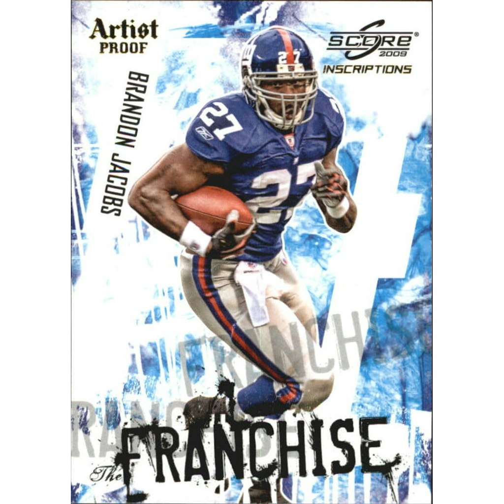 2009 Score Inscriptions Franchise Artist's Proof Brandon Jacobs #4 Card: $5.40 2009 Score Inscriptions Franchise Artist's Proof Brandon Jacobs #4 Card: $5.40