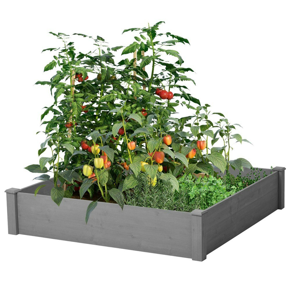 Wellfor 48\"x48\" Square Wood Garden Bed: $97.99 Wellfor 48\"x48\" Square Wood Garden Bed: $97.99
