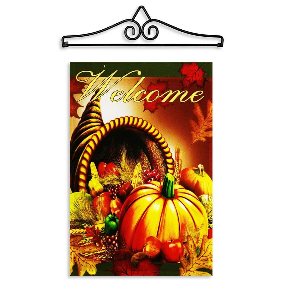 Welcome Cornucopia and Pumpkin Garden Flag with Hanger: $19.95 Welcome Cornucopia and Pumpkin Garden Flag with Hanger: $19.95