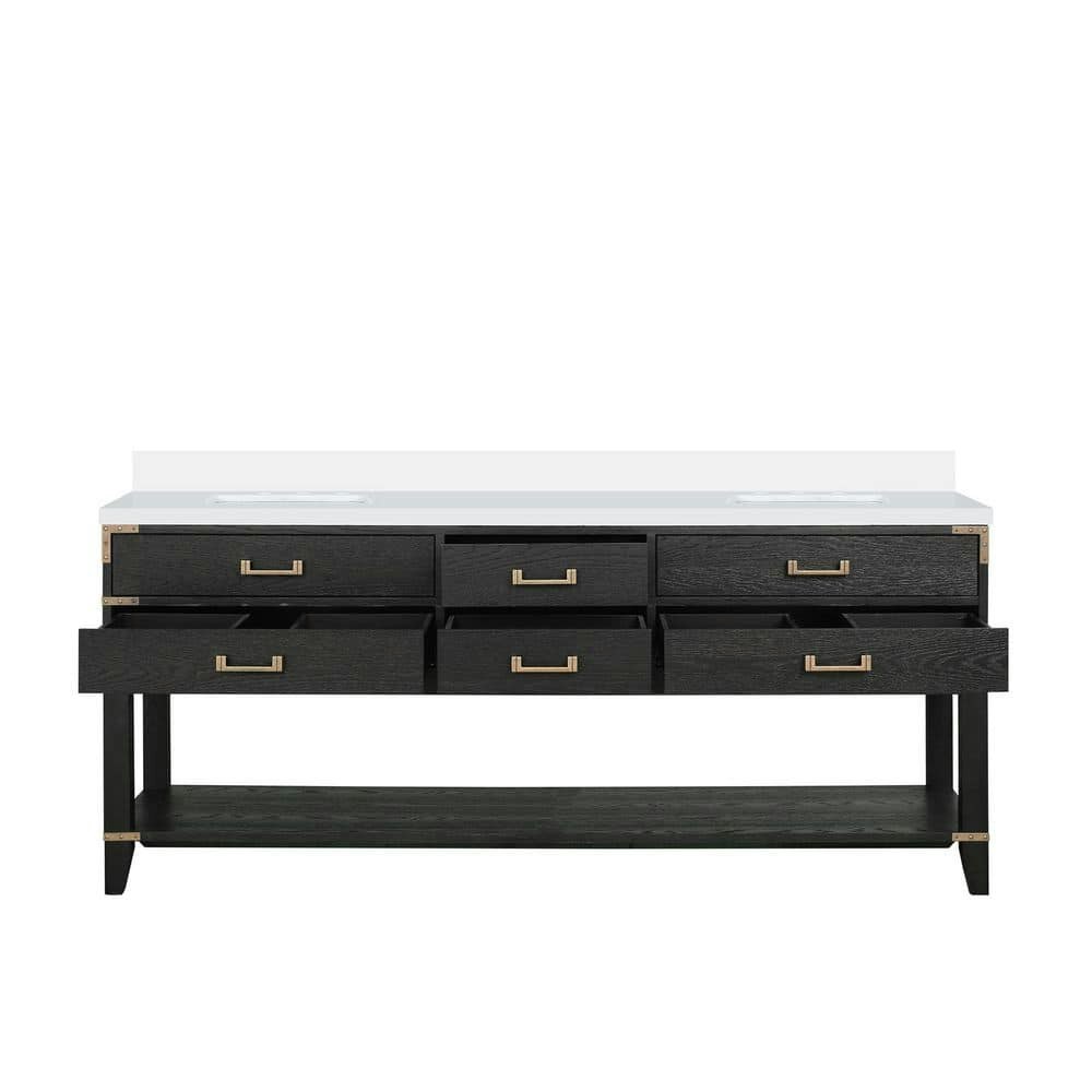 Irvington 80-inch Black Oak Double Bath Vanity with Cultured Marble Top: $3,609 Irvington 80-inch Black Oak Double Bath Vanity with Cultured Marble Top: $3,609