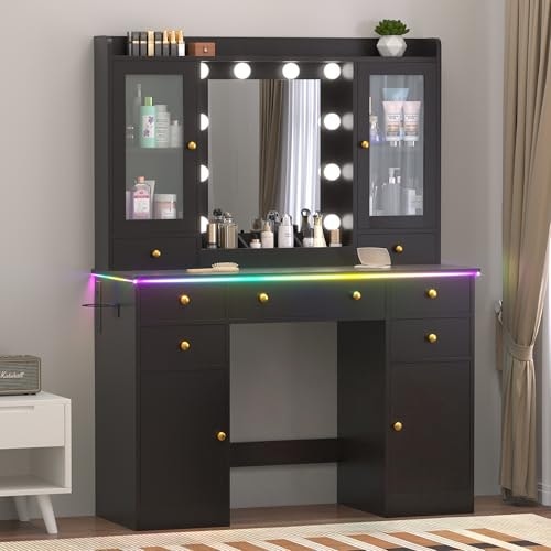 Wodeer 43-inch Vanity Desk with Mirror and Lights: $186.99 Wodeer 43-inch Vanity Desk with Mirror and Lights: $186.99
