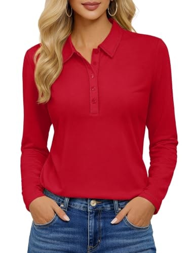 Yucolen Women's Long Sleeve Polo Shirt: $19.97 Yucolen Women's Long Sleeve Polo Shirt: $19.97
