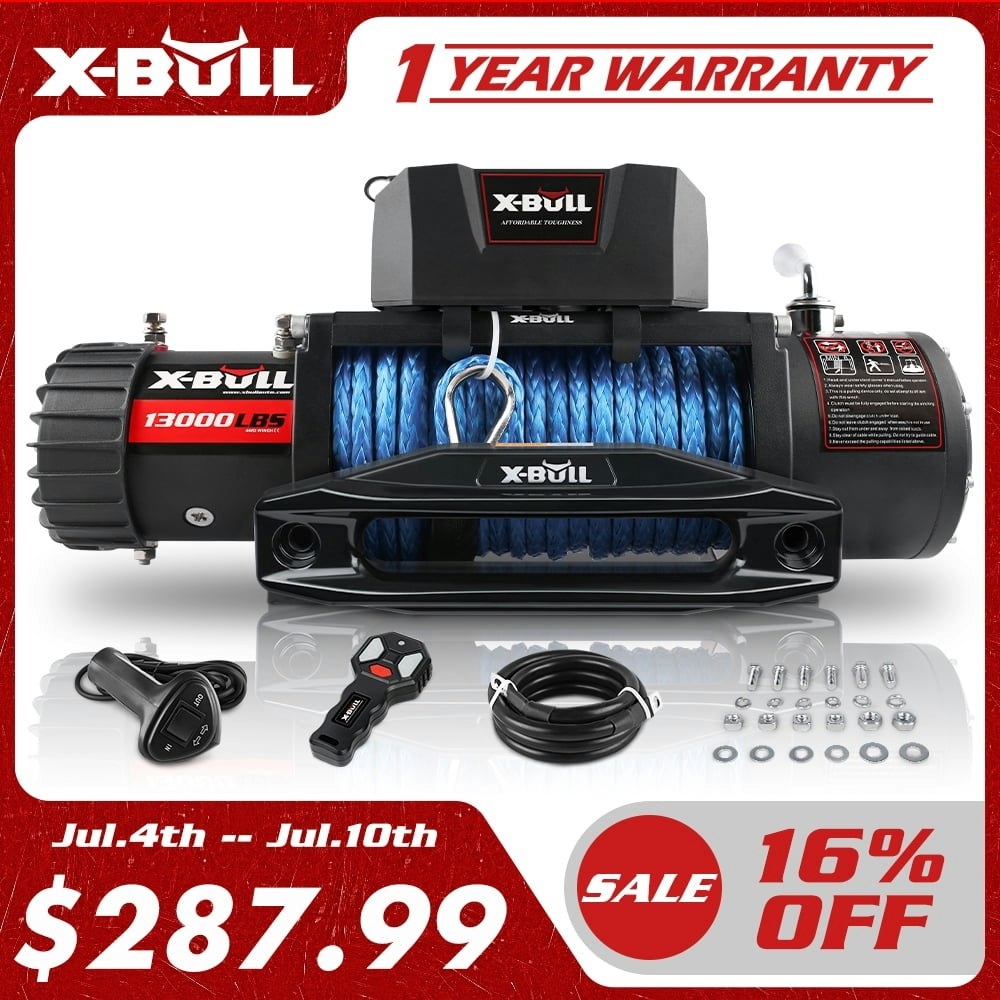 X-Bull 13,000-lb. 12V Electric Winch with Synthetic Rope: $287.90 X-Bull 13,000-lb. 12V Electric Winch with Synthetic Rope: $287.90