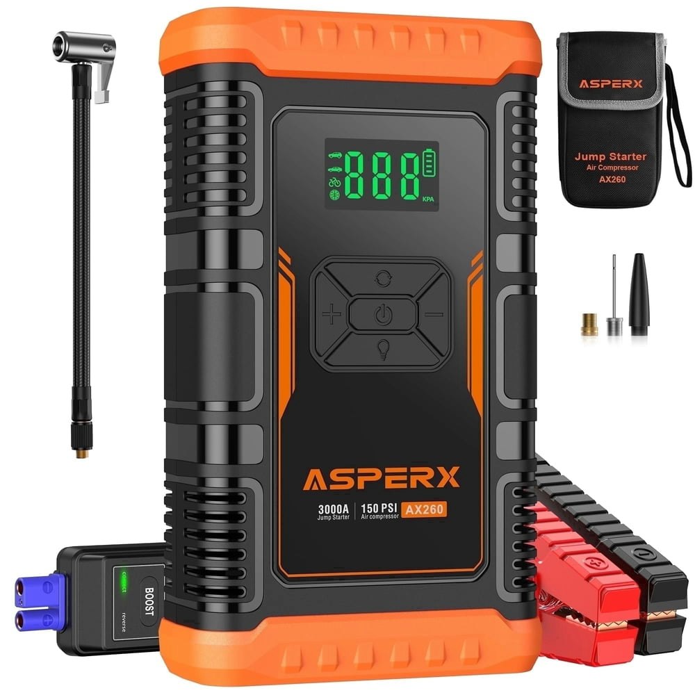 Asperx 3,000A Jump Starter and Air Compressor: $62.99 Asperx 3,000A Jump Starter and Air Compressor: $62.99