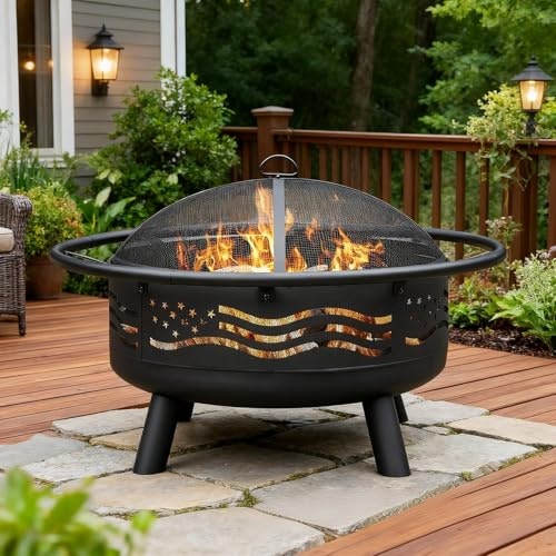 Breezz 32-inch American Flag Wood-Burning Fire Pit: $85.93 Breezz 32-inch American Flag Wood-Burning Fire Pit: $85.93