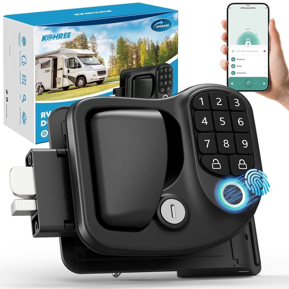 Kohree Keyless RV Door Lock with Fingerprint and Bluetooth: $132.99 Kohree Keyless RV Door Lock with Fingerprint and Bluetooth: $132.99