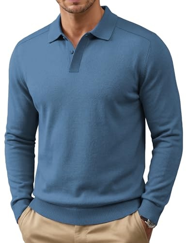 Coofandy Men's Slim Fit Knit Long Sleeve Polo Shirt: $19.98