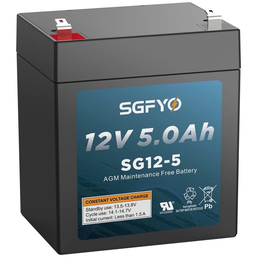Sgfyo 12V 5Ah Rechargeable SLA AGM Battery: $17.89 Sgfyo 12V 5Ah Rechargeable SLA AGM Battery: $17.89